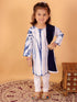 Vastramay SISHU Girls Blue & White Pure Cotton Tie-Dye Kurta Leggings & Dupatta Set